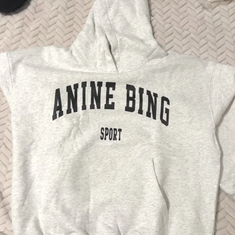 NWT ANINE BING Sport Harvey Hoodie Heather Grey Size Medium Large - Picture 1 of 4
